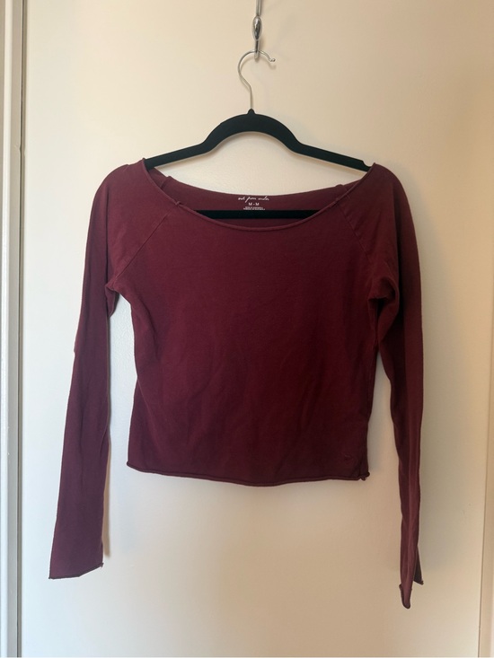 Urban Outfitters Tops - Out From Under Burgundy Raw Edge Cropped Long Sleeve Top Women’s Medium